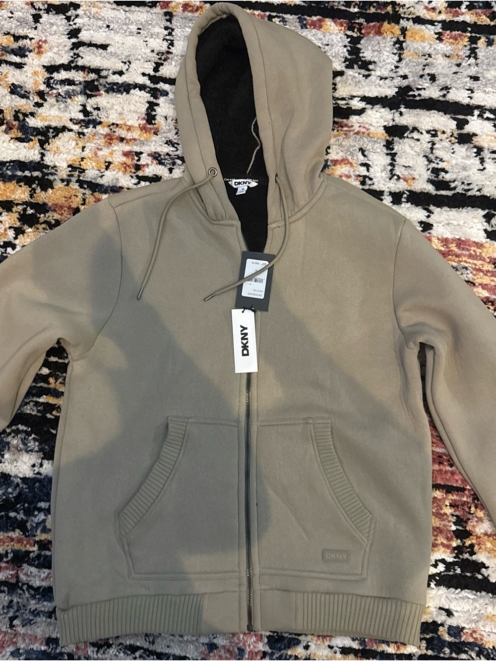 DKNY Taupe Men's Zip-Up Hoodie Jacket Medium